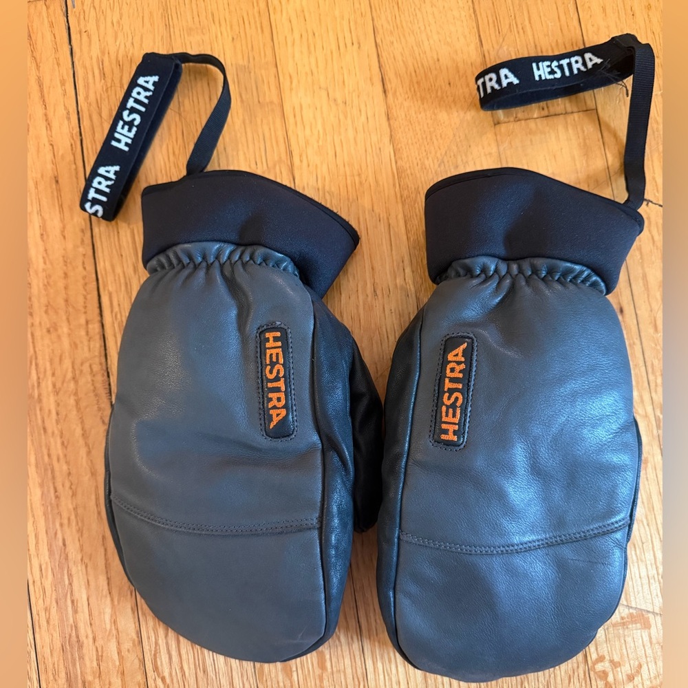 Hestra Charcoal Mittens with Black Accents